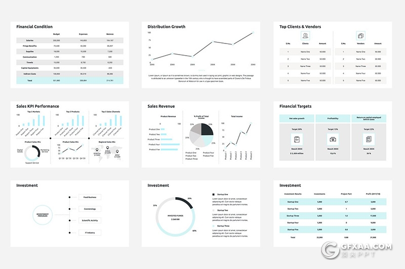 69页极简风格商务多用途PPT模板 5种主题配色 - 顶尖PPT