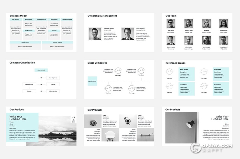 69页极简风格商务多用途PPT模板 5种主题配色 - 顶尖PPT