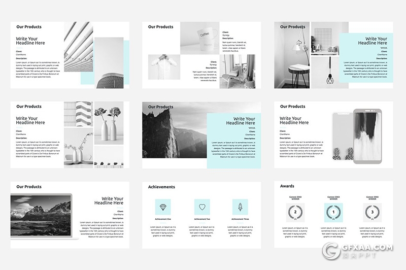 69页极简风格商务多用途PPT模板 5种主题配色 - 顶尖PPT