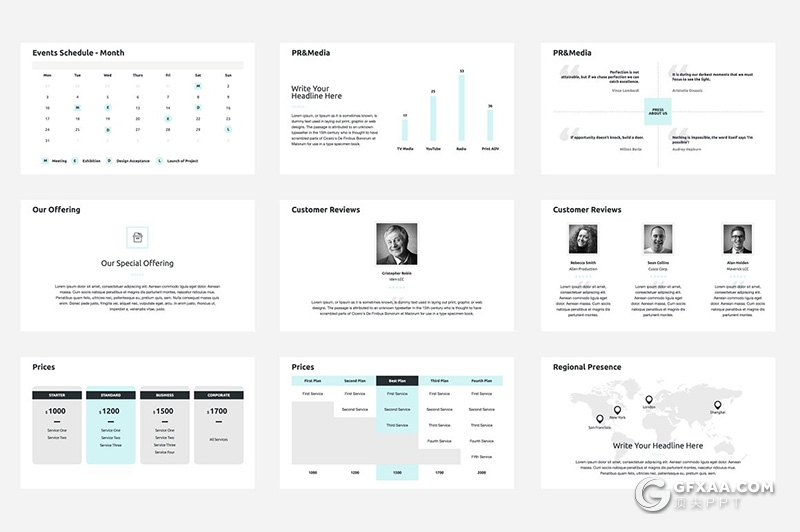69页极简风格商务多用途PPT模板 5种主题配色 - 顶尖PPT
