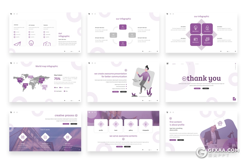 30页创意版式商务工作总结汇报多用途Google slides模板5种主题配色 - 顶尖PPT