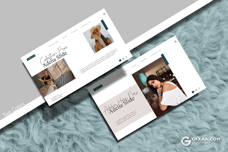 35页极简文艺风格模特写真图片展示PPT模板 - 顶尖PPT