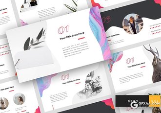 54页创意波浪图形版式设计极简文艺风格Google slides模板 - 顶尖PPT