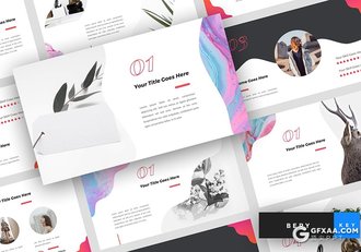 54页创意波浪图形版式设计极简文艺风格keynote模板 - 顶尖PPT