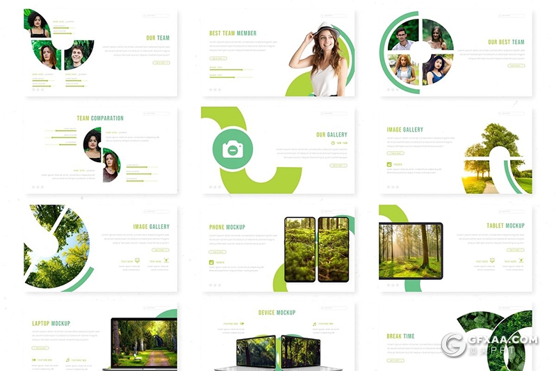 30页全球森林植被绿化数据分析统计keynote模板5种主题配色 - 顶尖PPT