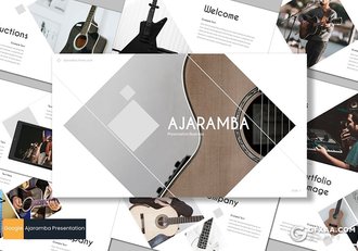 30页扁平化简约吉他介绍展示个人演唱会活动策划Google slides模板5种主题配色 - 顶尖PPT