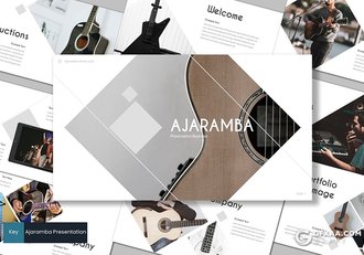 30页扁平化简约吉他介绍展示个人演唱会活动策划keynote模板5种主题配色 - 顶尖PPT