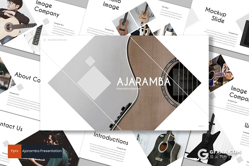 30页扁平化简约吉他介绍展示个人演唱会活动策划PPT模板5种主题配色 - 顶尖PPT