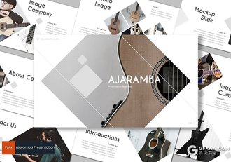 30页扁平化简约吉他介绍展示个人演唱会活动策划PPT模板5种主题配色 - 顶尖PPT