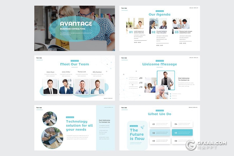 30页互联网科技公司介绍简介公司项目展示分析PPT模板5种主题配色 - 顶尖PPT