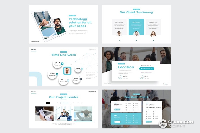 30页互联网科技公司介绍简介公司项目展示分析PPT模板5种主题配色 - 顶尖PPT