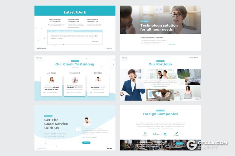 30页互联网科技公司介绍简介公司项目展示分析PPT模板5种主题配色 - 顶尖PPT