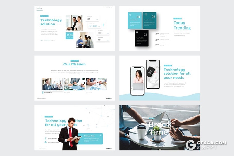 30页互联网科技公司介绍简介公司项目展示分析PPT模板5种主题配色 - 顶尖PPT