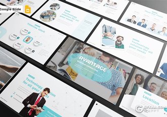 30页互联网科技公司介绍简介公司项目展示分析Google slides模板5种主题配色 - 顶尖PPT