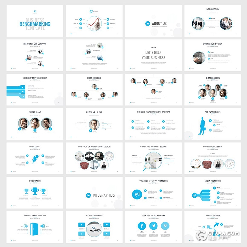 101页21种主题配色国外扁平化商务企业介绍商务逻辑图形汇报分析PPT模板 - 顶尖PPT