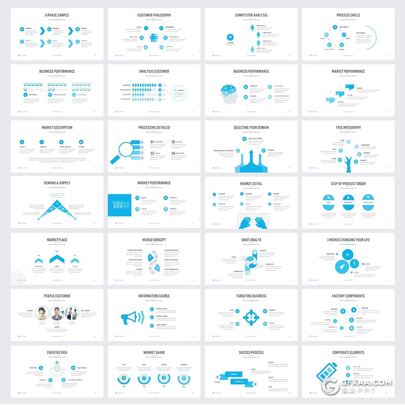 101页21种主题配色国外扁平化商务企业介绍商务逻辑图形汇报分析PPT模板 - 顶尖PPT