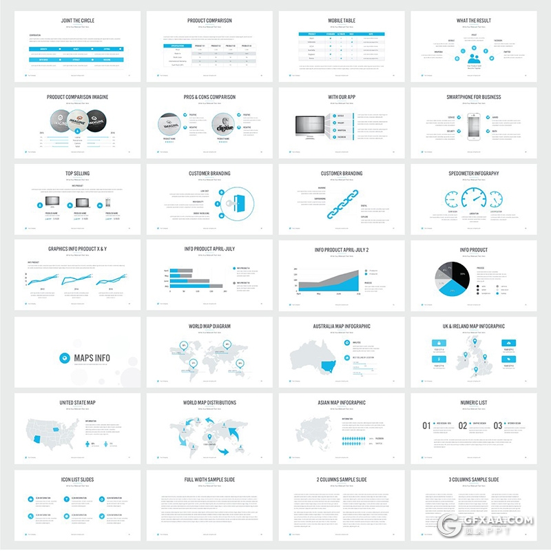 101页21种主题配色国外扁平化商务企业介绍商务逻辑图形汇报分析PPT模板 - 顶尖PPT