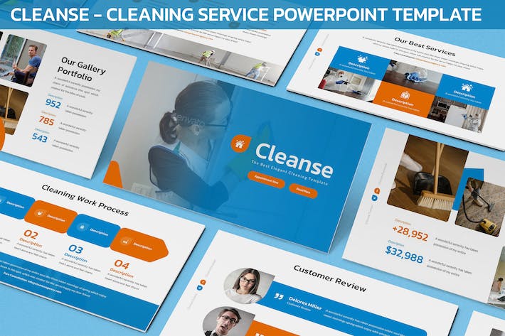 家政清理服务PowerPoint模板 - 顶尖PPT