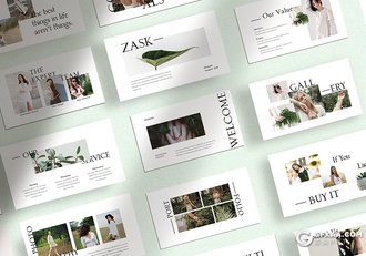 40页极简文艺风格摄影图片模特写真展示PPT模板 - 顶尖PPT