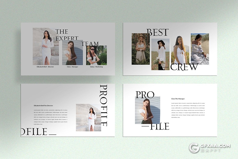 40页极简文艺风格摄影图片模特写真展示PPT模板 - 顶尖PPT