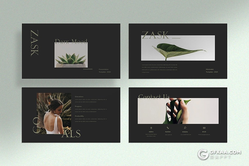 40页极简文艺风格摄影图片模特写真展示PPT模板 - 顶尖PPT