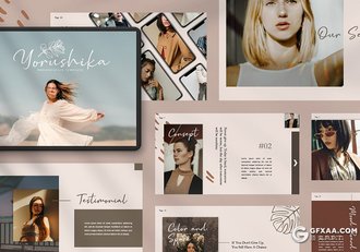 50页复古简约风格摄影图片模特写真服装展示Google slides模板 - 顶尖PPT