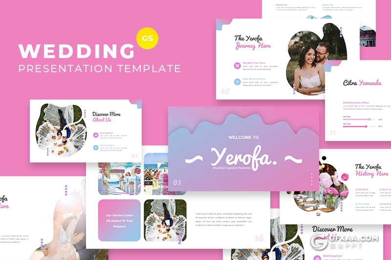 37页创意波浪图形设计婚礼现场活动策划婚礼策划公司Google slides模板 - 顶尖PPT