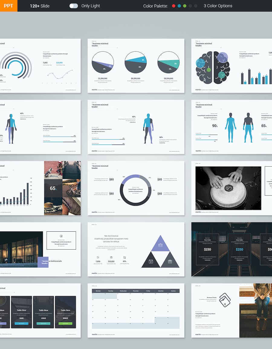 迷你简约风格商务汇报数据信息图形PPT模板 - 顶尖PPT