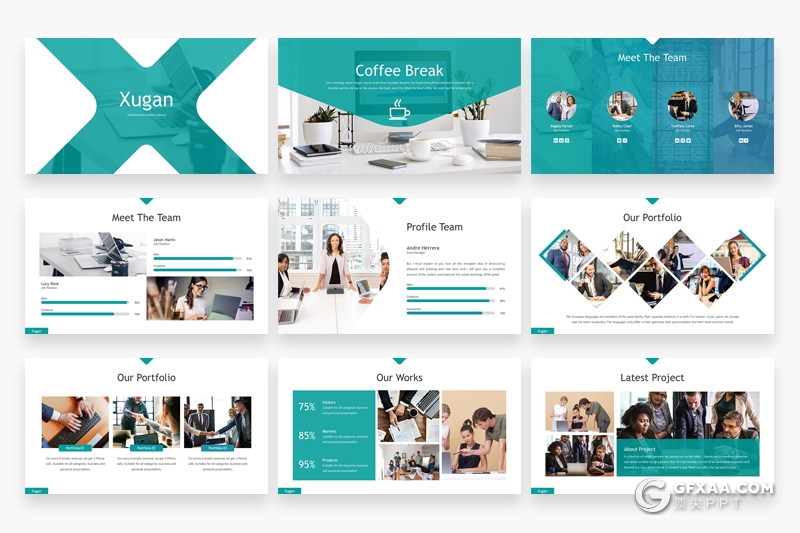 30页商务风格企业项目介绍公司宣传展示PPT模板3种主题配色 - 顶尖PPT