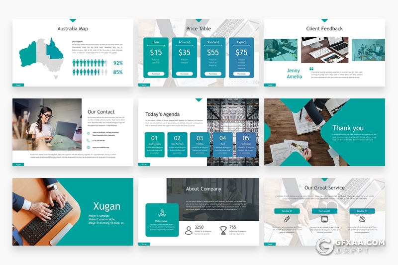 30页商务风格企业项目介绍公司宣传展示PPT模板3种主题配色 - 顶尖PPT