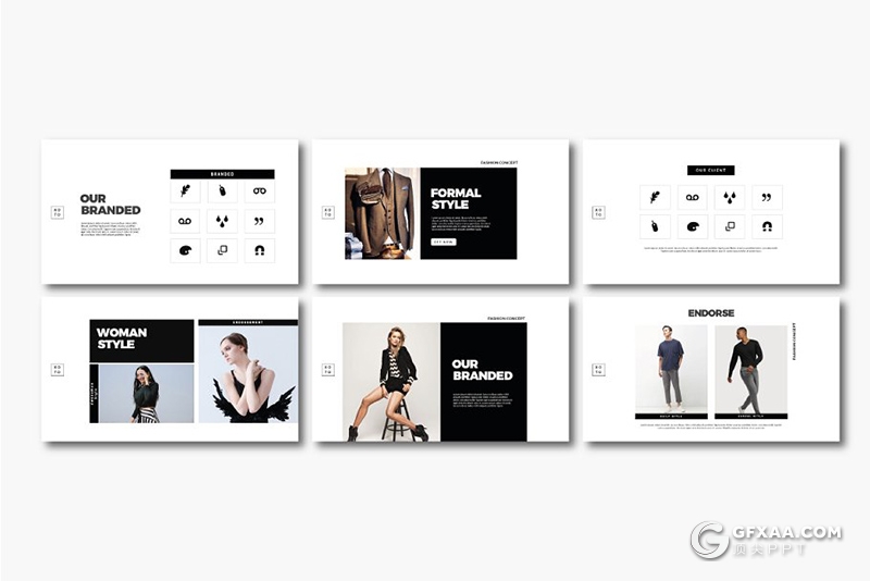 30页简约风格时尚服装展示男人装服装秀PPT模板 - 顶尖PPT