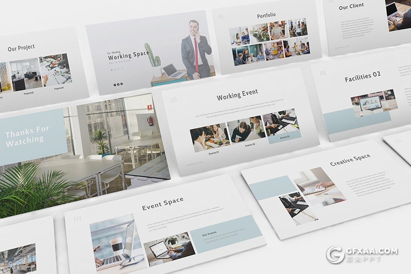 30页简约风格商务企业介绍项目合作展示Google slides模板 - 顶尖PPT