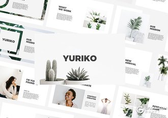 40页极简文艺小清新风格图片展示PPT模板 - 顶尖PPT