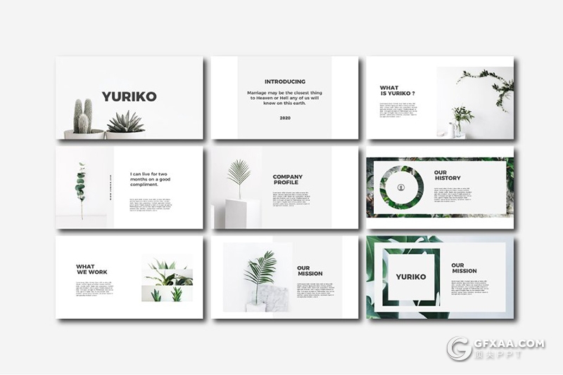 40页极简文艺小清新风格图片展示PPT模板 - 顶尖PPT