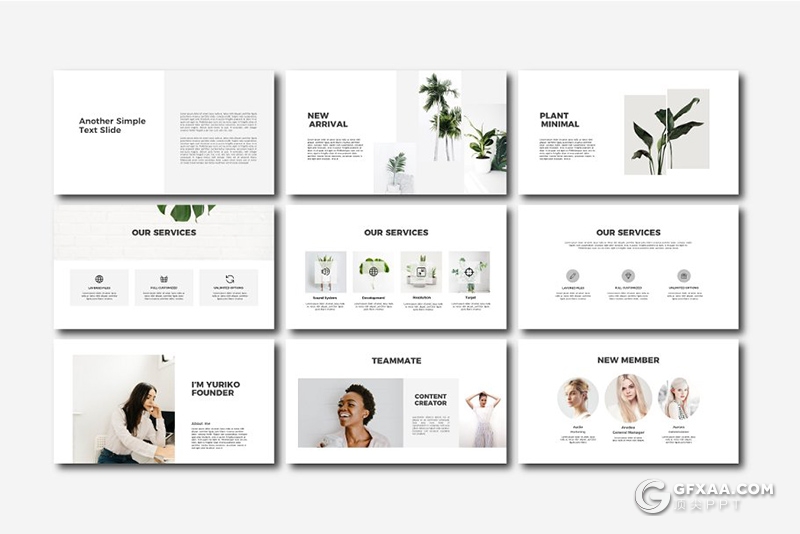40页极简文艺小清新风格图片展示PPT模板 - 顶尖PPT
