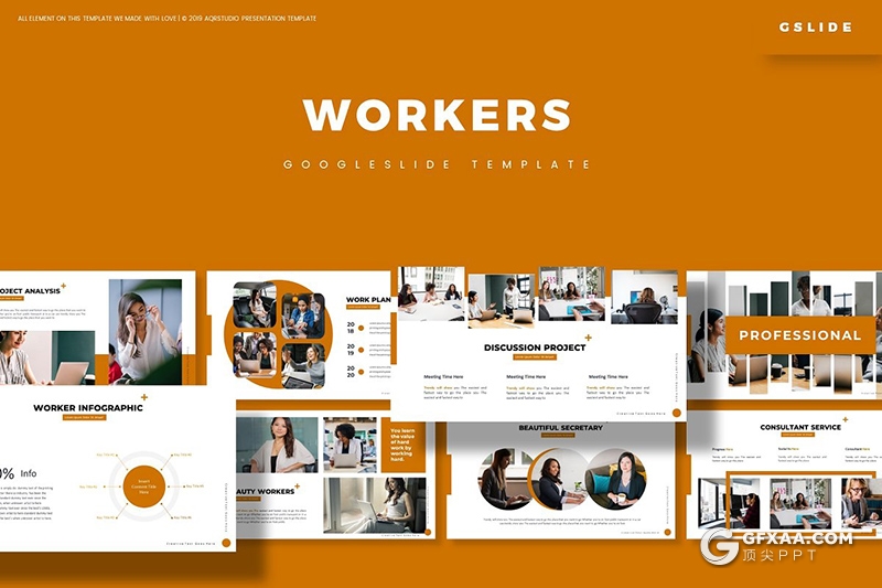 30页企业团队介绍公司领导风采展示商务通用Google slides模板5种主题配色 - 顶尖PPT