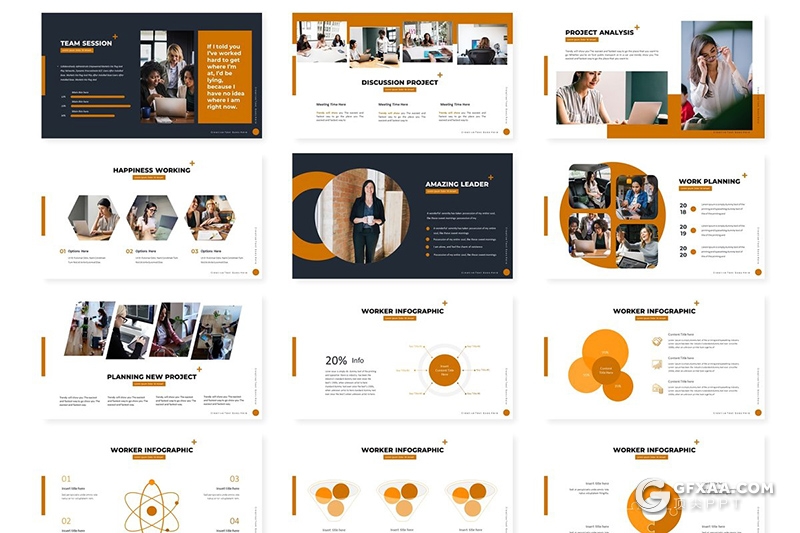 30页企业团队介绍公司领导风采展示商务通用Google slides模板5种主题配色 - 顶尖PPT