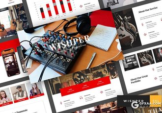 30页音乐培训机构乐器介绍展示宣传Google slides模板5种主题配色 - 顶尖PPT