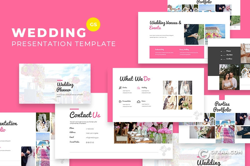 30页婚礼策划公司婚礼现场布置婚礼展示介绍Google slides模板 - 顶尖PPT