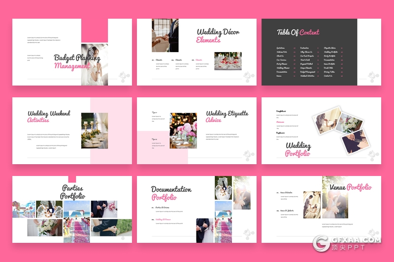 30页婚礼策划公司婚礼现场布置婚礼展示介绍keynote模板 - 顶尖PPT
