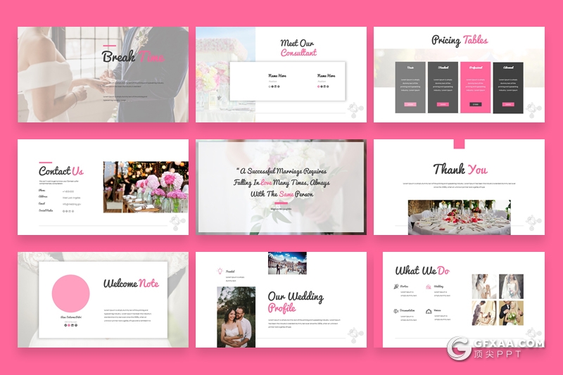 30页婚礼策划公司婚礼现场布置婚礼展示介绍keynote模板 - 顶尖PPT