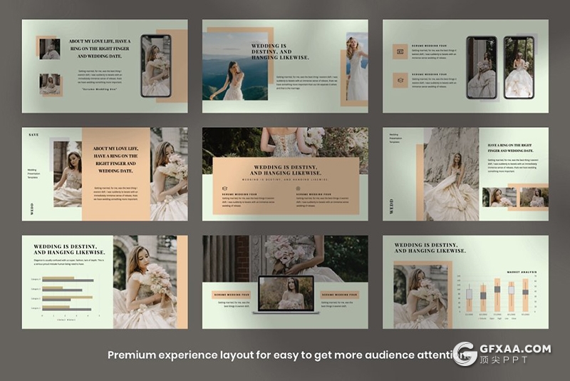 34页简约文艺风格婚礼照片展示婚礼活动策划PPT模板 - 顶尖PPT