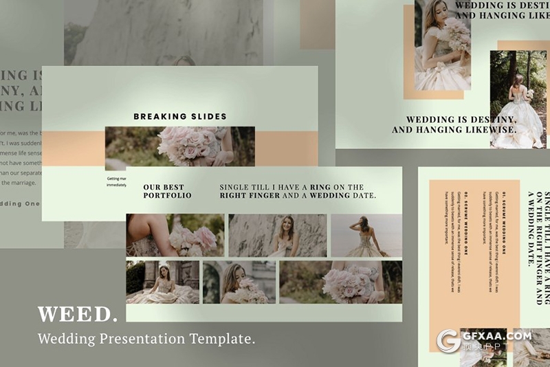 34页简约文艺风格婚礼照片展示婚礼活动策划PPT模板 - 顶尖PPT