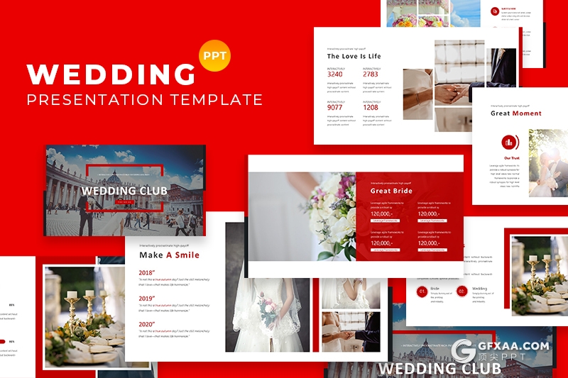 30页婚礼策划婚庆策划公司婚礼一条路服务方案PPT模板5种主题配色 - 顶尖PPT