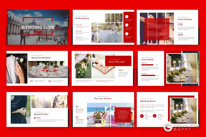 30页婚礼策划婚庆策划公司婚礼一条路服务方案keynote模板5种主题配色 - 顶尖PPT