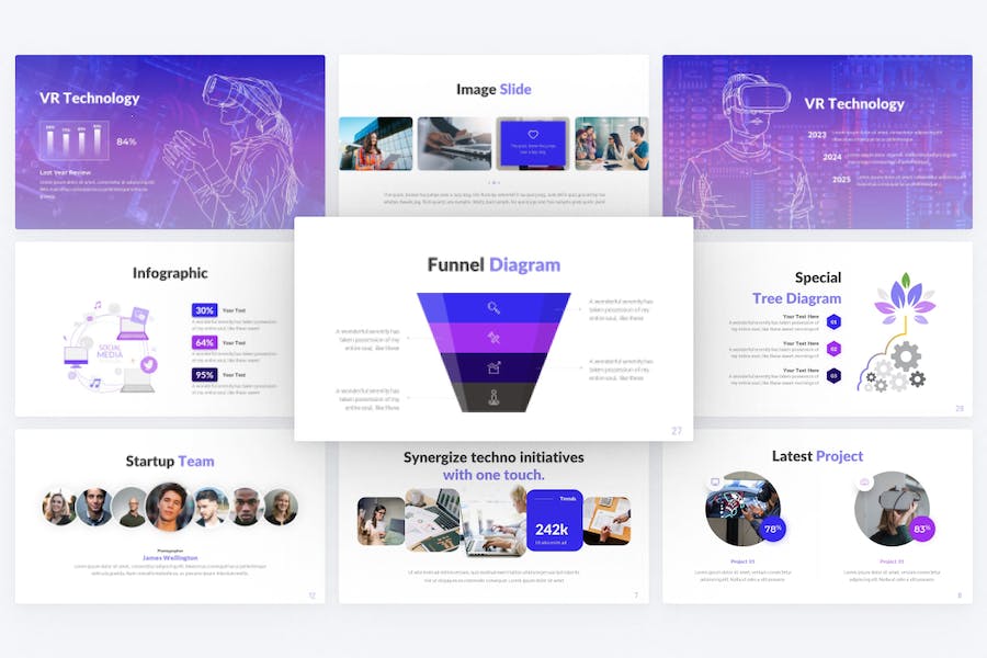 蓝色创意VR科技创业公司介绍keynote模板 - 顶尖PPT