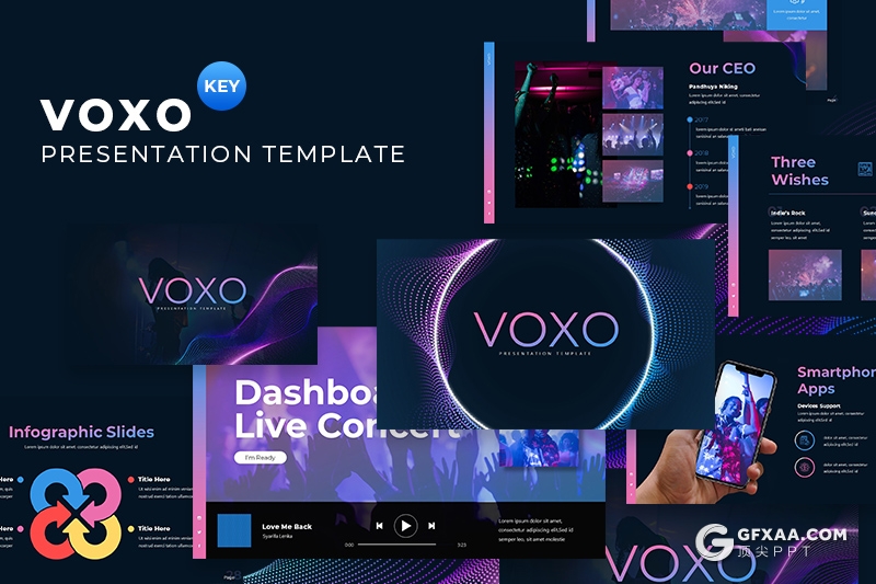 30创意时尚音乐演唱会活动现场策划keynote模板两种底色 - 顶尖PPT