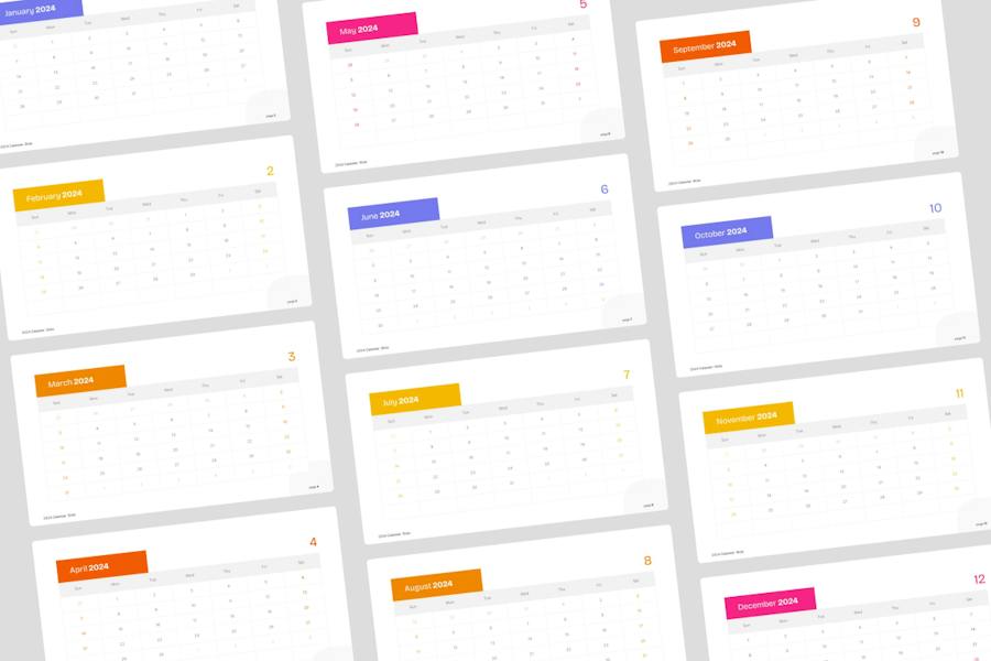 2024年电子日历keynote模板 - 顶尖PPT