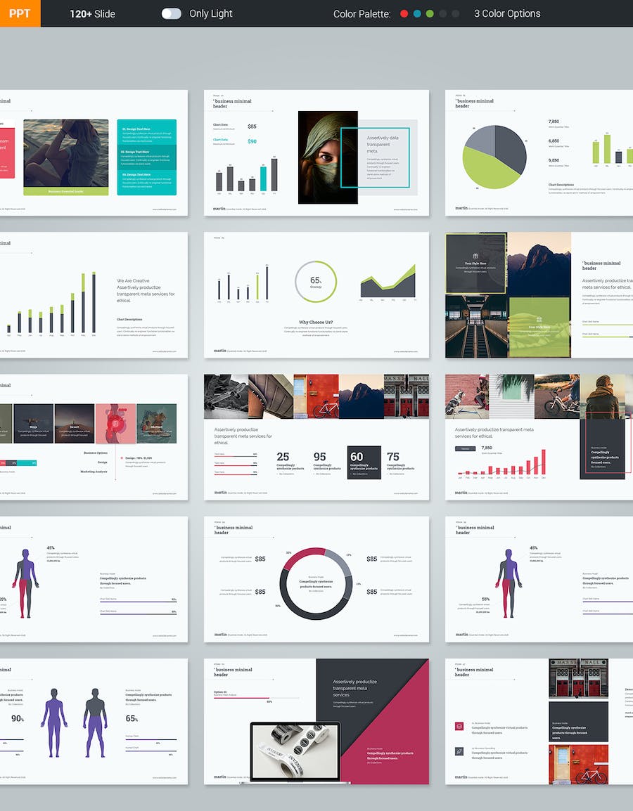 迷你简约风格商务汇报数据信息图形PPT模板 - 顶尖PPT