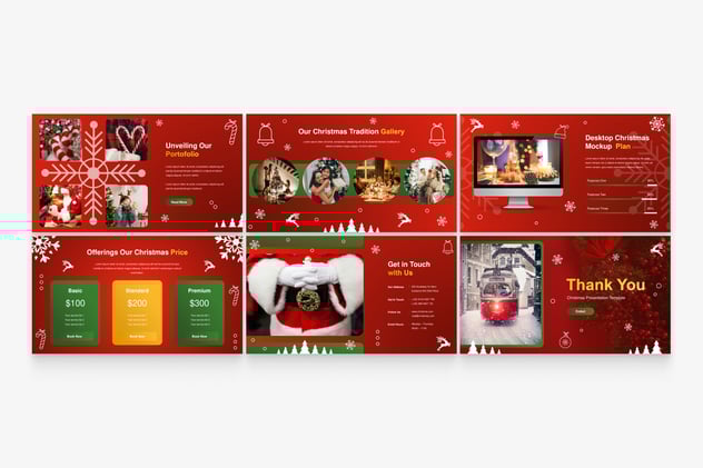 节日红色圣诞主题演讲方案PPT模板 - 顶尖PPT